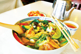 Cham Pong seafood noodle soup with spices