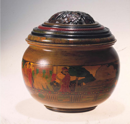 A Lucia Mathews painted jar