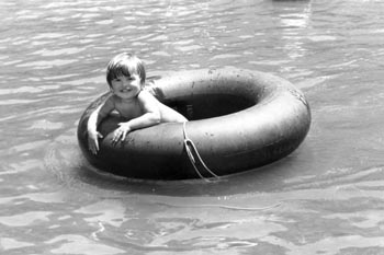 Kid in an innertube