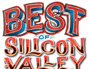 Colorful, decorative text reads Best of Silicon Valley 2013 in bold, stylized lettering with red, blue, and orange accents, and ornamental details above and below.