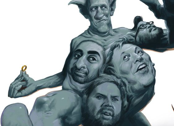 Illustration with caricatures of various techocrats