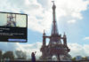 Screen shot of an archival shot of the Eiffel