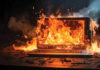 Computer on fire