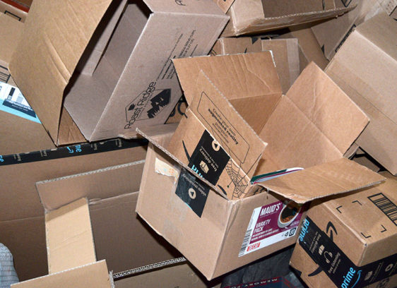 Empty Amazon packing boxes