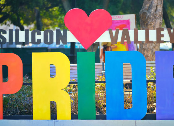 Display that spells out Silicon Valley Pride