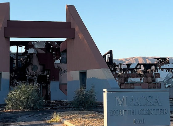 Remnants of burned building