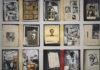Array of archival photographs and documents laid out on a grid