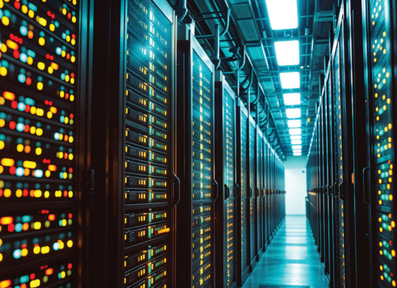 Rows of blinking electronics