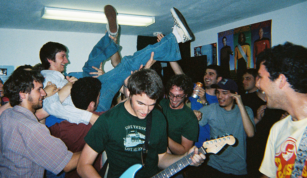 Musicians mingling with members of the audience