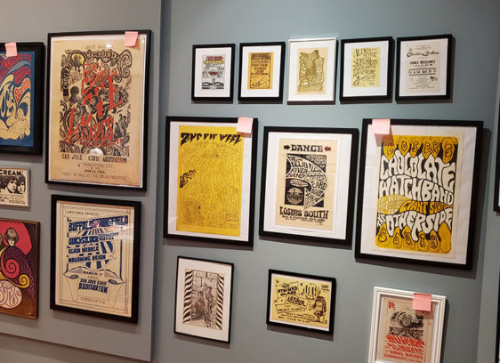 Framed images displayed in an exhibit