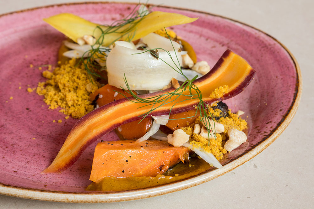 Vegetable dish with carrots and garnishes