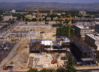Archival aerial photo of downtown San Jose
