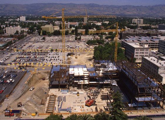 Archival aerial photo of downtown San Jose