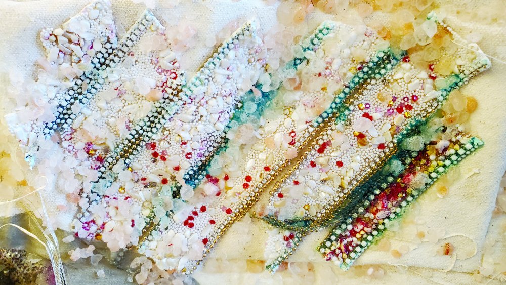 devil's slide, artwork, beads, rocks, crystals