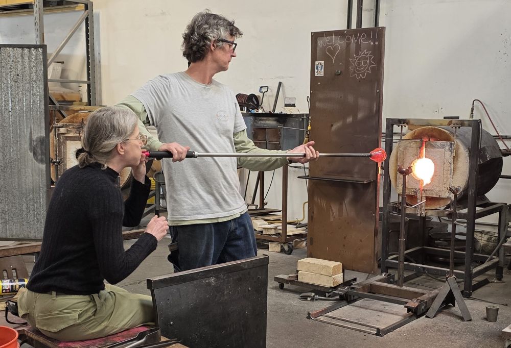 glass pumpkin blowing
