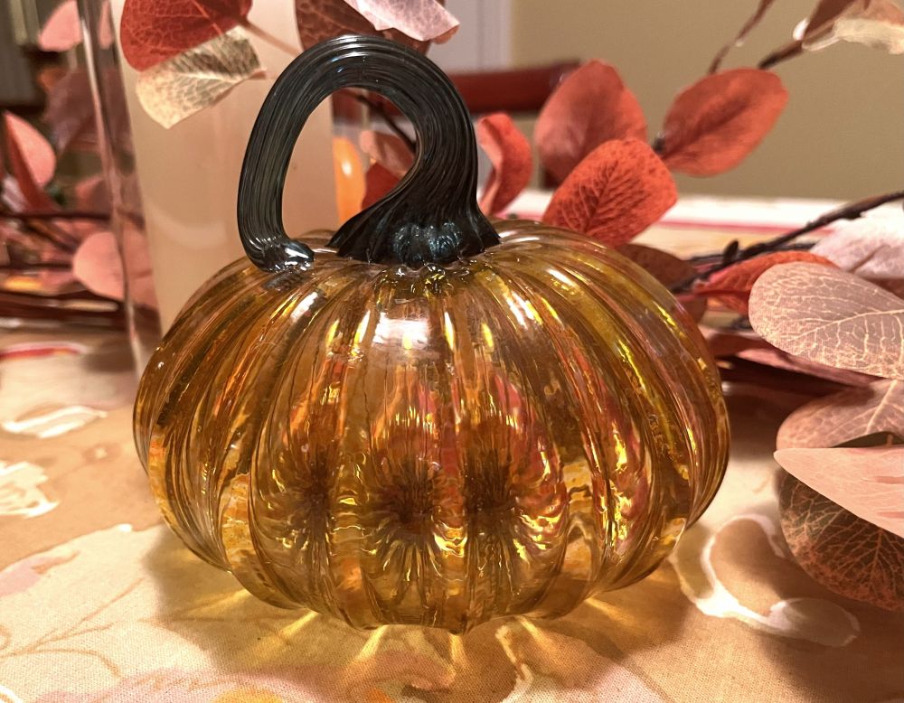 glass pumpkin fall decor