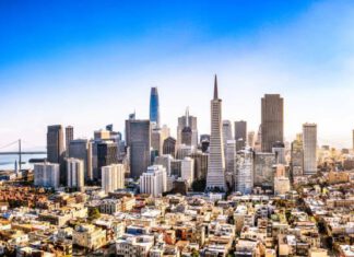 Downtown San Francisco business district on a sunny day