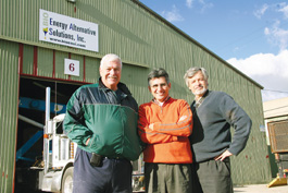 Energy Alternative Solutions founders Richard Gillis and Vinicio Vides with Salvador Muqoz of S. Muqoz & Associates
